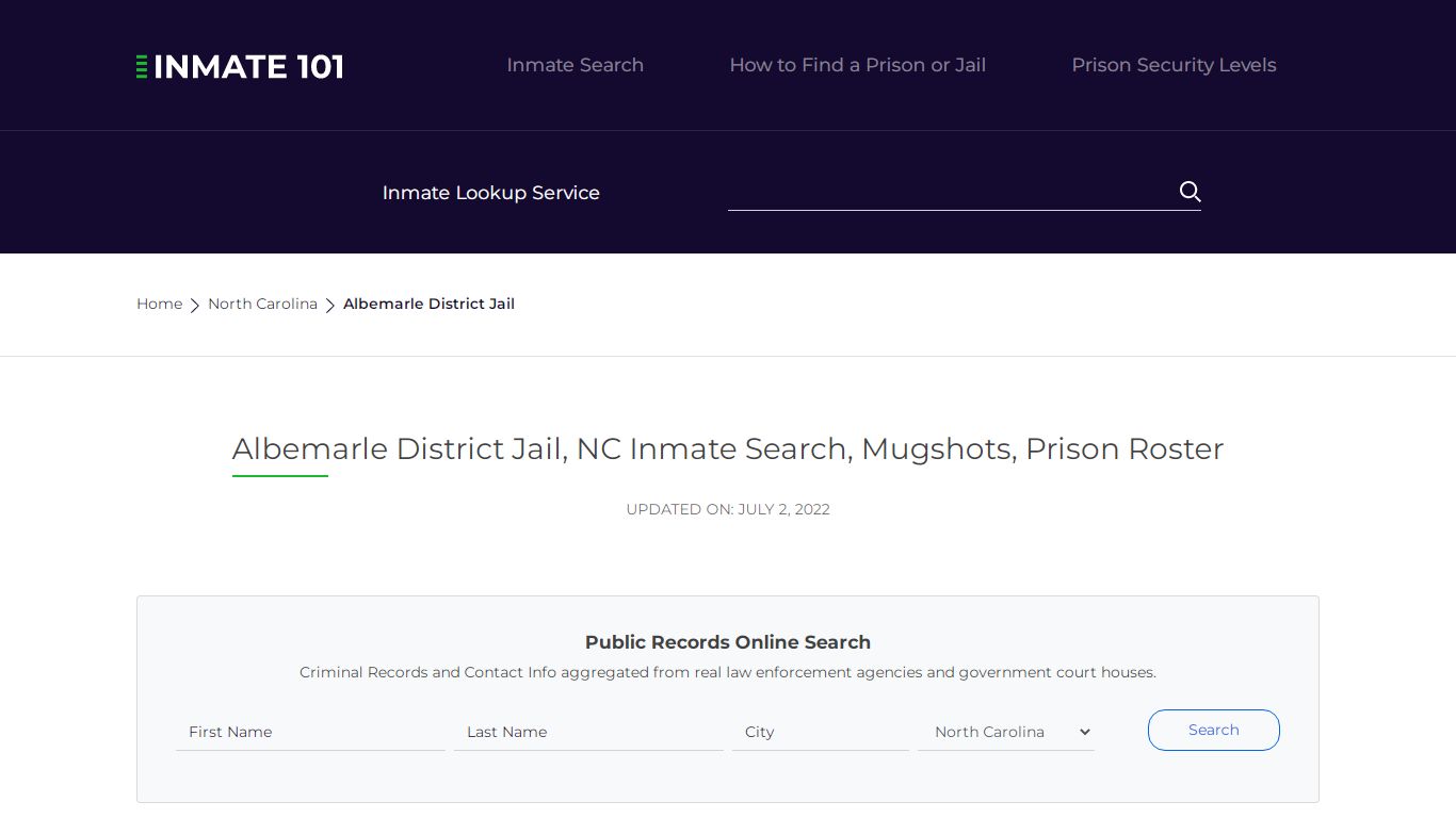 Albemarle District Jail, NC Inmate Search, Mugshots ...